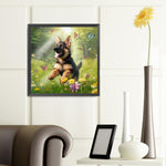 Grass Puppy-Full Round Diamond Painting-40x40cm