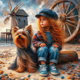 Life of Pets Girl-Full Round Diamond Painting-30x30cm