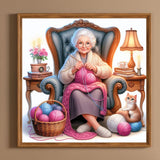 Grandmother-Full Round Diamond Painting-40x40cm