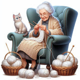 Grandmother-Full Round Diamond Painting-40x40cm