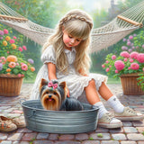 Life of Pets Girl-Full Round Diamond Painting-30x30cm