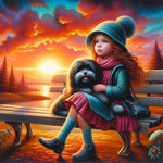 Life of Pets Girl-Full Round Diamond Painting-30x30cm