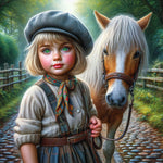 Life of Pets Girl-Full Round Diamond Painting-30x30cm
