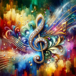 Color Music Symbols-Full Round Diamond Painting-30x30cm