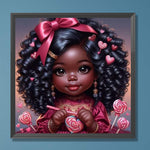 African American Girl-Full Round Diamond Painting-30x30cm