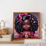 African American Girl-Full Round Diamond Painting-30x30cm