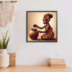 African American Girl-Full Round Diamond Painting-30x30cm