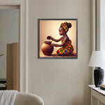African American Girl-Full Round Diamond Painting-30x30cm