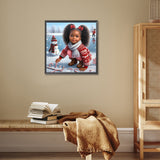 African American Girl-Full Round Diamond Painting-30x30cm