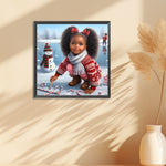 African American Girl-Full Round Diamond Painting-30x30cm