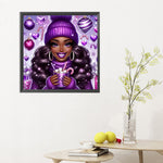 African American Girl-Full Round Diamond Painting-30x30cm