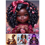 African American Girl-Full Round Diamond Painting-30x30cm