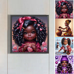 African American Girl-Full Round Diamond Painting-30x30cm