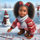 African American Girl-Full Round Diamond Painting-30x30cm