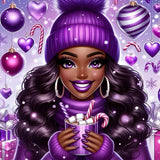 African American Girl-Full Round Diamond Painting-30x30cm