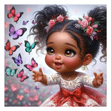 African American Girl-Full Round Diamond Painting-30x30cm