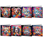 8Pcs/Set-Cat dog-Diamond Greeting Cards