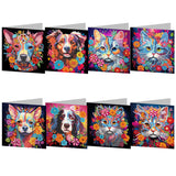 8Pcs/Set-Cat dog-Diamond Greeting Cards
