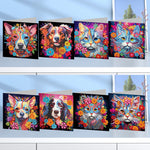 8Pcs/Set-Cat dog-Diamond Greeting Cards