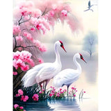 White Crane-Full Round Diamond Painting-50x60cm-Large Size