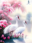 White Crane-Full Round Diamond Painting-50x60cm-Large Size