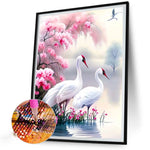 White Crane-Full Round Diamond Painting-50x60cm-Large Size