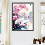 White Crane-Full Round Diamond Painting-50x60cm-Large Size