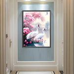 White Crane-Full Round Diamond Painting-50x60cm-Large Size