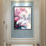 White Crane-Full Round Diamond Painting-50x60cm-Large Size