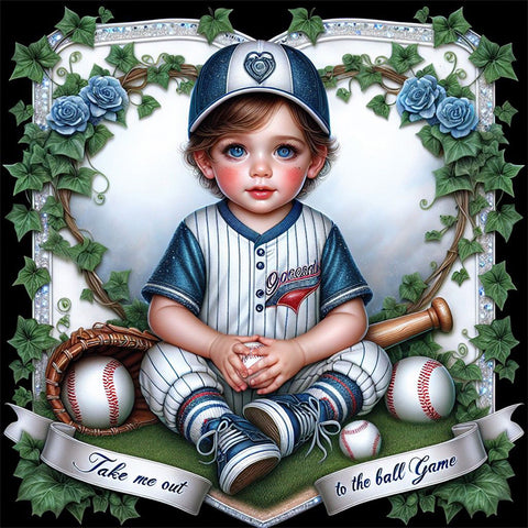 Baseball Boy-Full Round Diamond Painting-30x30cm