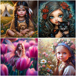 Girl-Full Round Diamond Painting-30x30cm