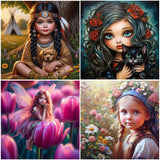 Girl-Full Round Diamond Painting-30x30cm