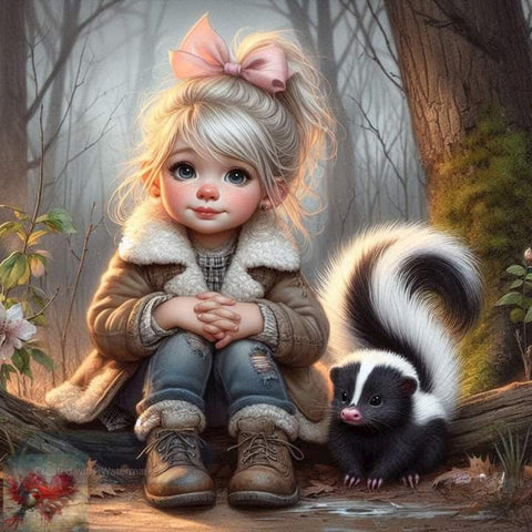Life Of Pets Girl-Full Round Diamond Painting-30x30cm