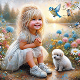 Life Of Pets Girl-Full Round Diamond Painting-30x30cm