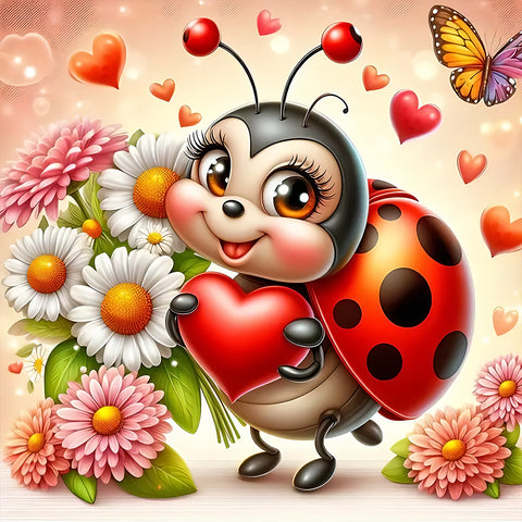 Ladybug-Full Round Diamond Painting-30x30cm
