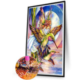 Girl With Hummingbird-Full Round Diamond Painting-30x50cm