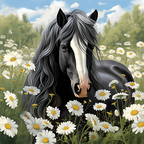 Horse-Full Round Diamond Painting-30x30cm