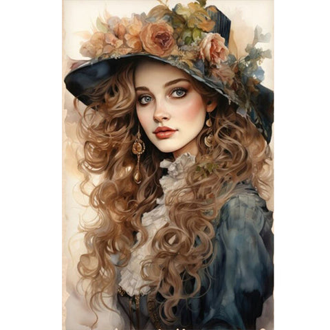 Retro Poster Ladies-Full Round Diamond Painting-40x60cm-Large Size