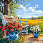 Country Bench-Full Round Diamond Painting-40x40cm