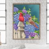 Hydrangea Bird-Full Round Diamond Painting-30x40cm