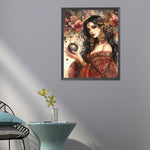 Tarot Card Crystal Ball Woman-Full Round Diamond Painting-40x50cm