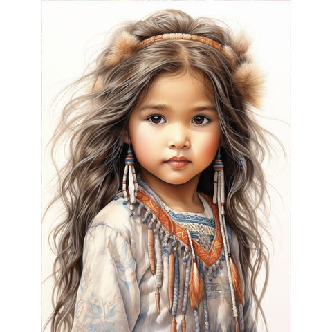 Indian Girl-Full Round Diamond Painting-30x40cm