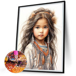 Indian Girl-Full Round Diamond Painting-30x40cm