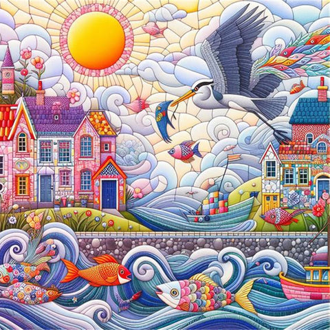 Color House-Full Round Diamond Painting-40x40cm