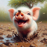 Piggy-Full Round Diamond Painting-30x30cm
