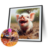 Piggy-Full Round Diamond Painting-30x30cm