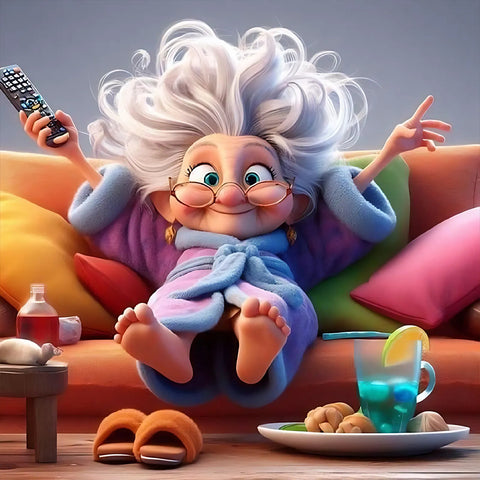 Funny Grandma-Full Round Diamond Painting-40x40cm