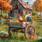 Village Rooster-Full Round Diamond Painting-40x40cm