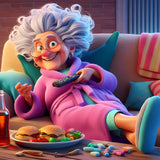 Funny Grandma-Full Round Diamond Painting-40x40cm