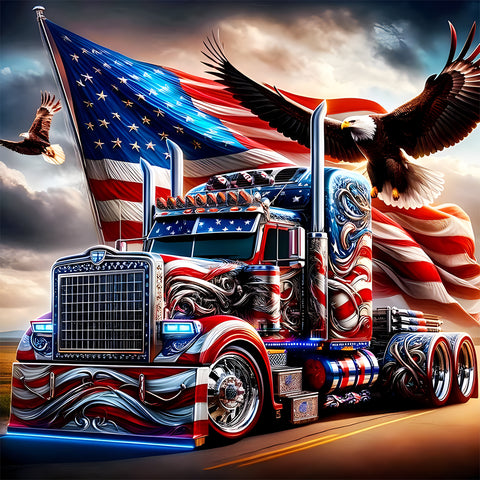 Independence Day Chariot Eagle-Full Round Diamond Painting-40x40cm